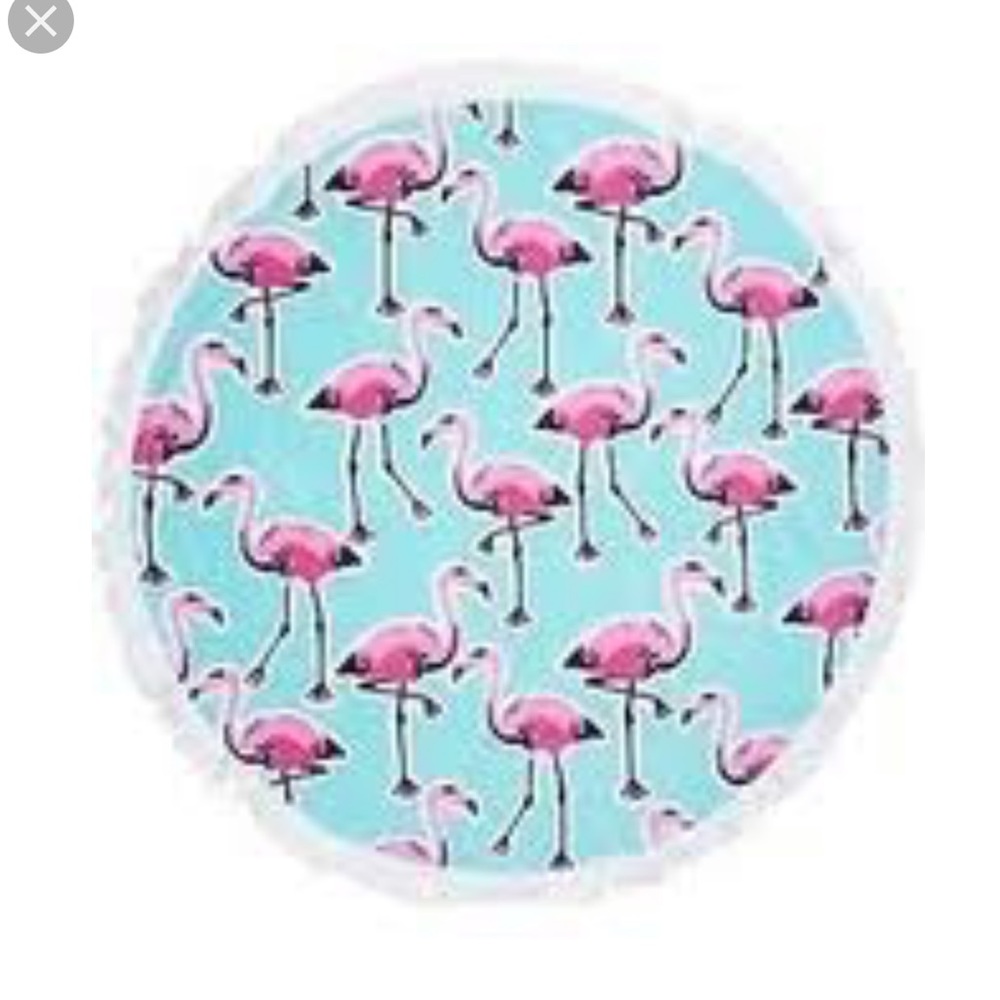Flamingo round beach towel